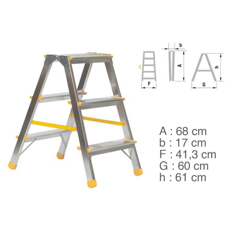 COSTWAY Marchepied Pliable 3 Marches en Aluminium, Escabeau