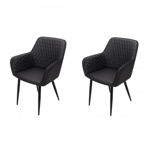 WATSON Lot de 2 fauteuils noirs avec accoudoirs