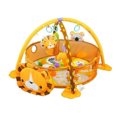 LION Tapis d'éveil bébé 3 en 1 parc et piscine à balles avec arches