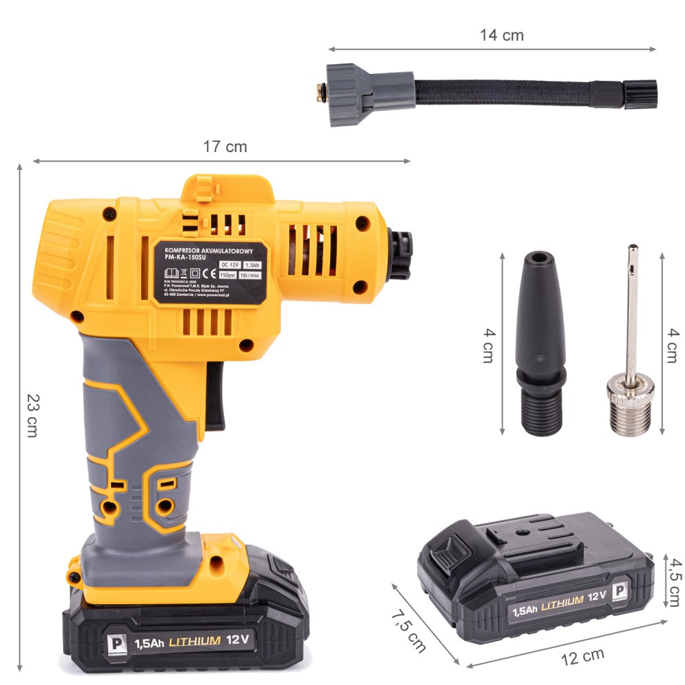 Gonfleur sans fil 12V rechargeable 10,3 BAR PRODIF