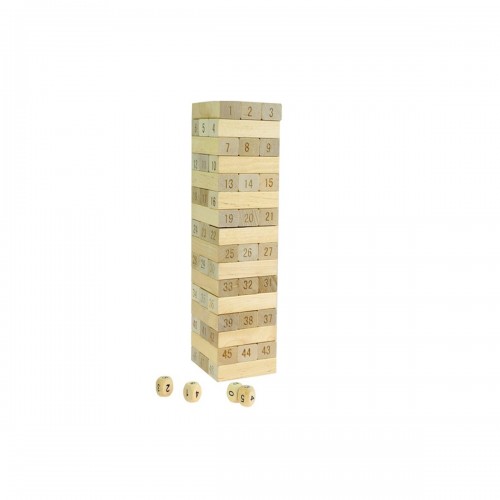 WOOD TOYS Jeu d'adresse tour de 48 blocs en bois numérotés + 4 dés