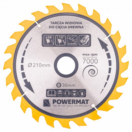 Lame de scie circulaire pour bois en carbure Ø 210x30 mm