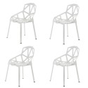 MONA Lot de 4 chaises design modernes ajourées en polypropylène