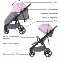 Poussette double jumeaux rose et bleu