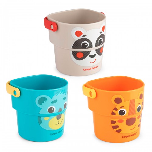 HELLO Jeux de bain 3 gobelets animaux plastique sans BPA
