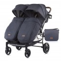 Poussette double duo gris