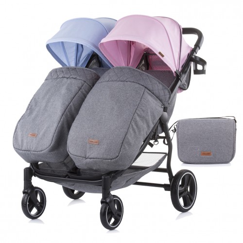 Poussette double jumeaux bleu / rose
