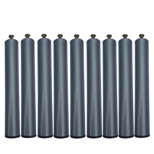 Lot de 9 pieds en métal gris pour lit et sommiers