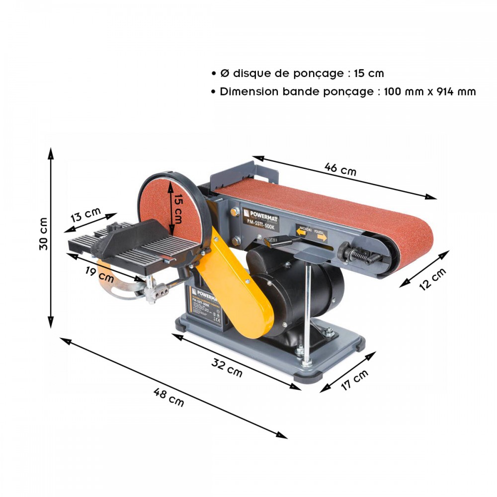 Ponceuse électrique à disque et à bande PowerMat 500W