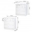 TINO commode à langer 3 tiroirs + plan à langer amovible motif étoiles