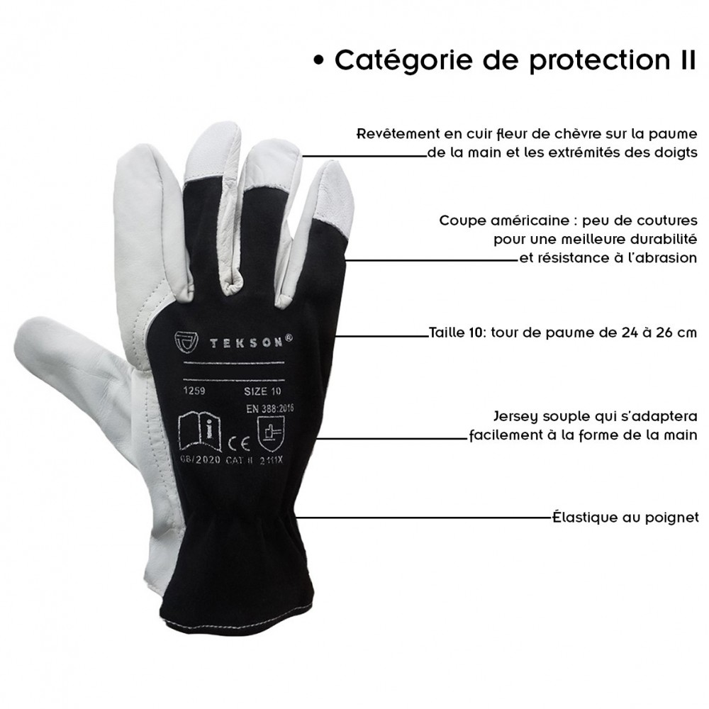 Gants de travail en cuir pour homme et femme, gants de travail de sécurité  utilitaire, gants de jardinage avec paume en cuir : : Outils et
