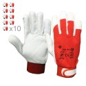 Lot de 10 gants en cuir manutention