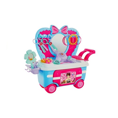 GUAPA Set de beauté coiffeuse à roulettes avec accessoires pour enfants