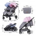2CLASSY Poussette duo rose bleue