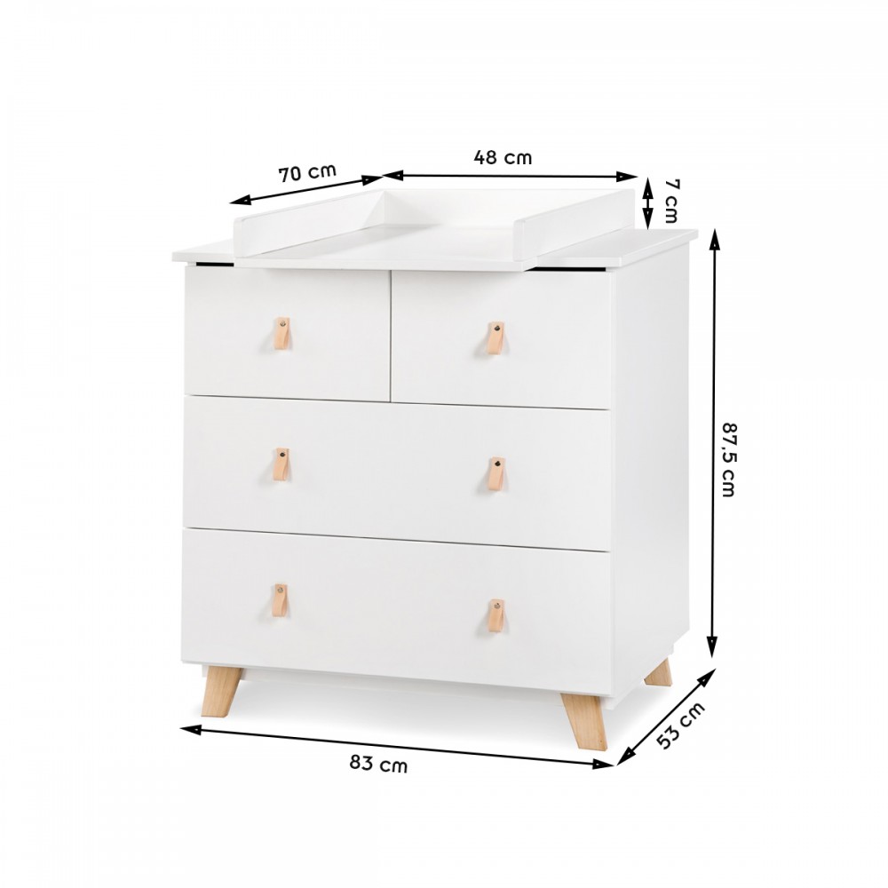 Table à langer pour chambre d'enfants - Commode Egvad 10 et 11, couleur :  blanc - Dimensions : 11