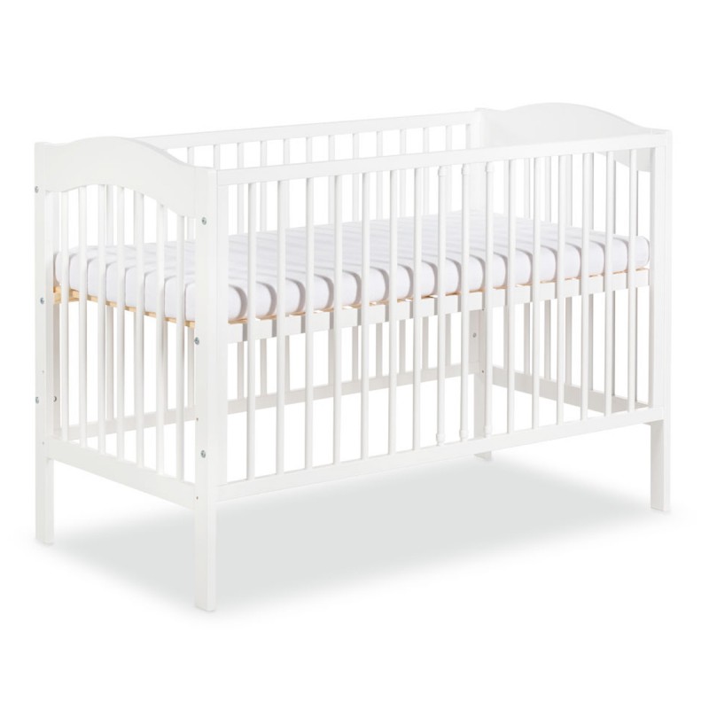 Lit Bebe Evolutif 1x60 Cm En Bois A Barreaux Avec Sommier Reglable