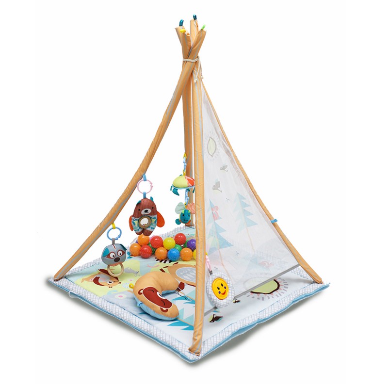 Tapis d'éveil en forme de tipi avec balles et coussin dès la naissance