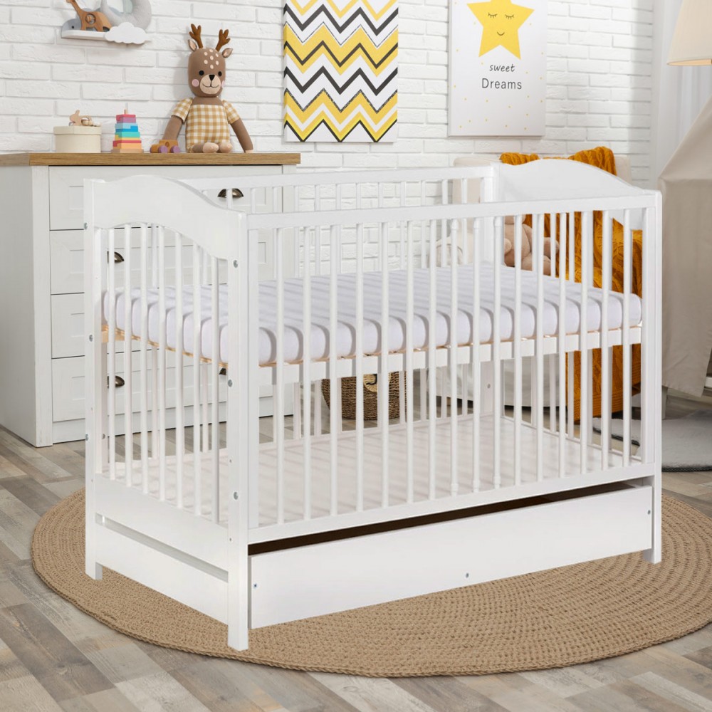 Lit Bebe Enfant 1 X 60 Cm Evolutif Avec Tiroir Et Sommier A Lattes