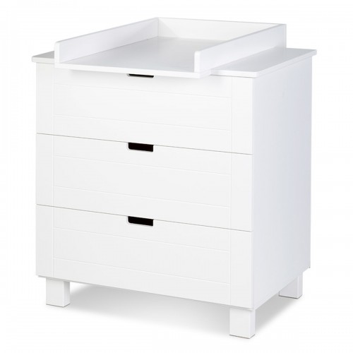 WILLY Commode à langer 3 tiroirs avec plateau à langer amovible blanc