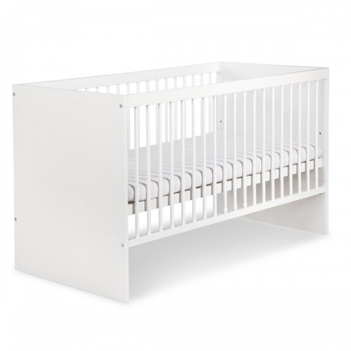 Berceau bébé lit bébé avec tiroir 120x60cm blanc mat barreaux