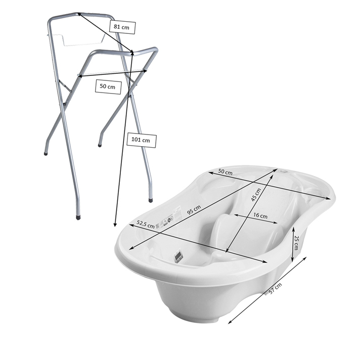 Baignoire bébé avec réducteur intégré vert + pied - Conforama