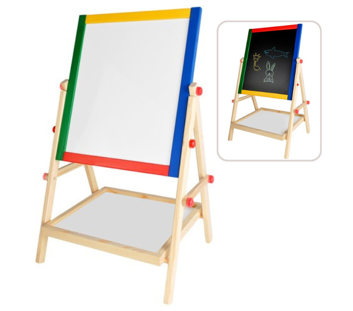 Tableau Enfant Chevalet 2 Face: Tableau Blanc et Tableau à Craie pour  Enfant Pivotant à 360° avec 23 Accessoires 3 Ans+