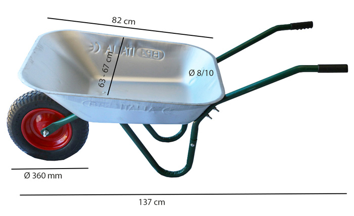 Dimensions brouette 70 L