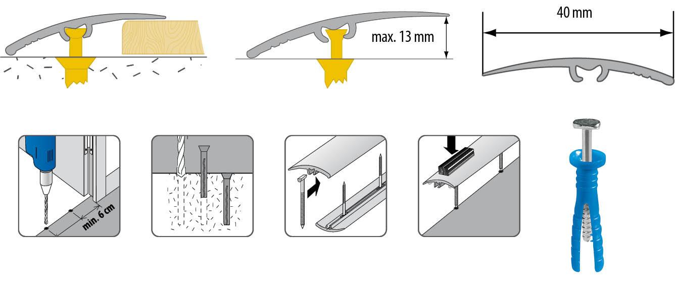 Promo barre de seuil en aluminium multi-niveaux