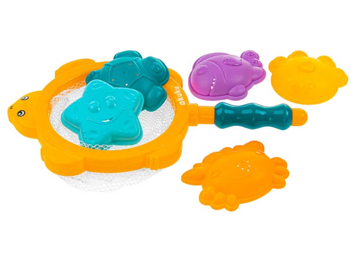 Kali jeu de bain bébé panier ou filet pêche + 3 balles animaux - Conforama