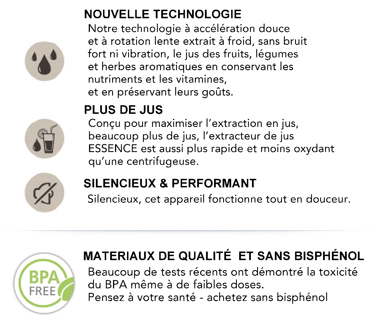Extracteur de jus slow juicer essence ? rotation lente 150 w - vente de Accessoires de cuisson ...
