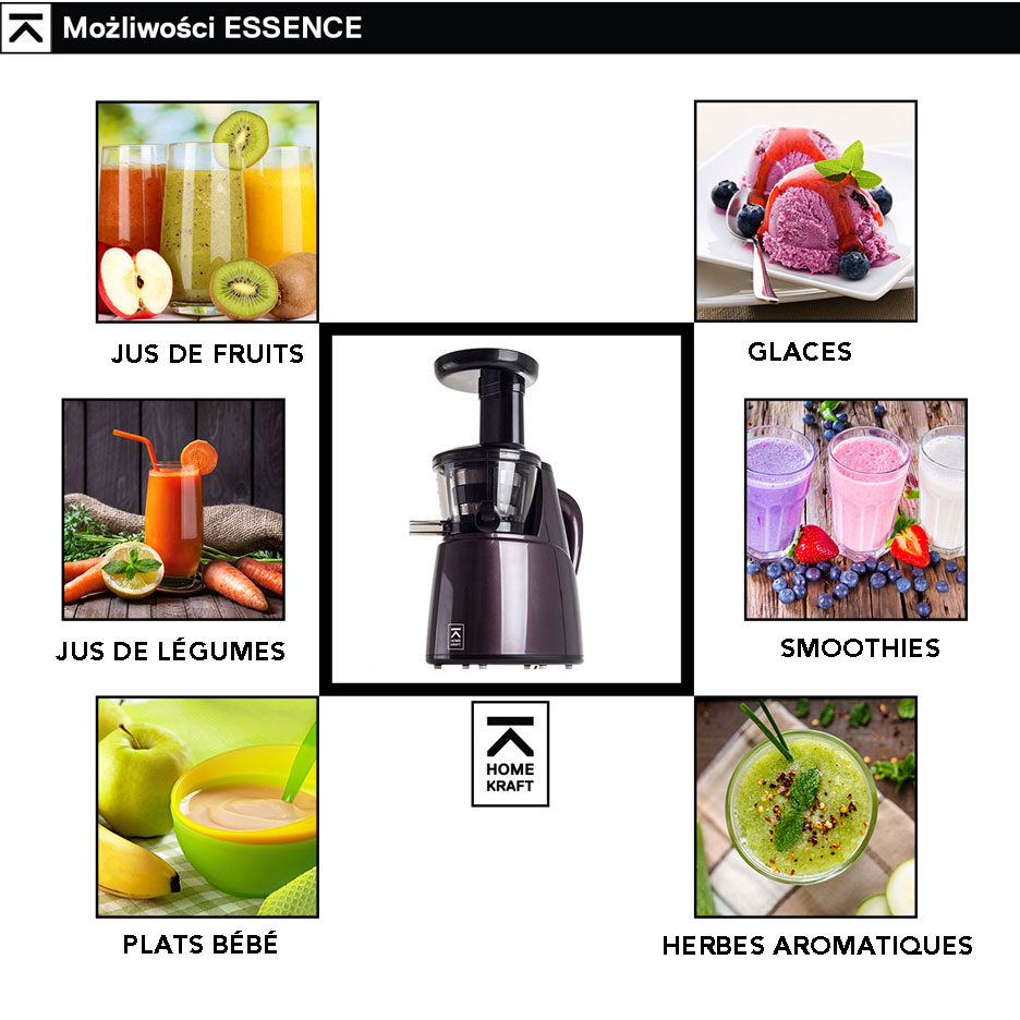 Centrifugeuse Homekraft Extracteur de jus slow juicer essence ? rotation lente 150 w Darty