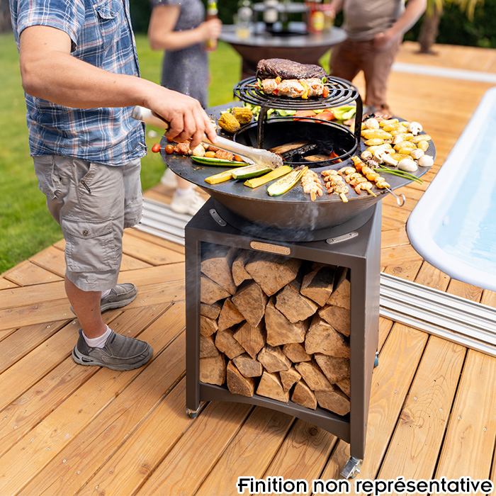 Brasero En Acier Corten FIESTA Avec Plaque Et Grille Amovible Inox Brasero En Acier Corten FIESTA Avec Plaque Et Grille Amovible Inox