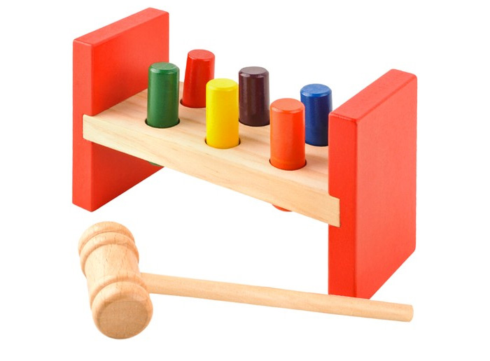 HAMMER Jouet Montessori banc à marteler en bois pour enfants