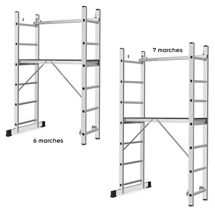 Echelle transformable en echafaudage aluminium