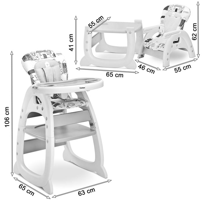 Chaise haute convertible bureau + chaise