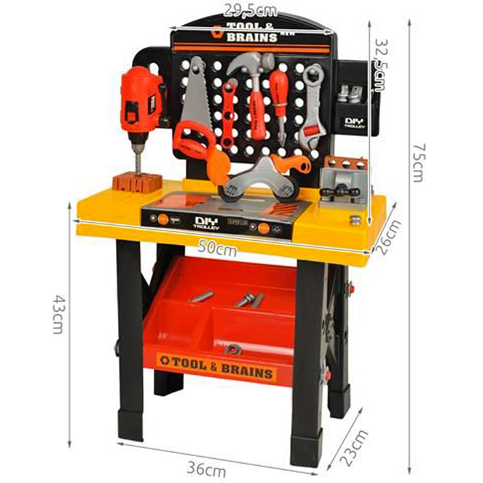 Établi Bricolage Enfant Kinderplay - 50 Pièces Avec Perceuse Électrique Et Casque - KP2646