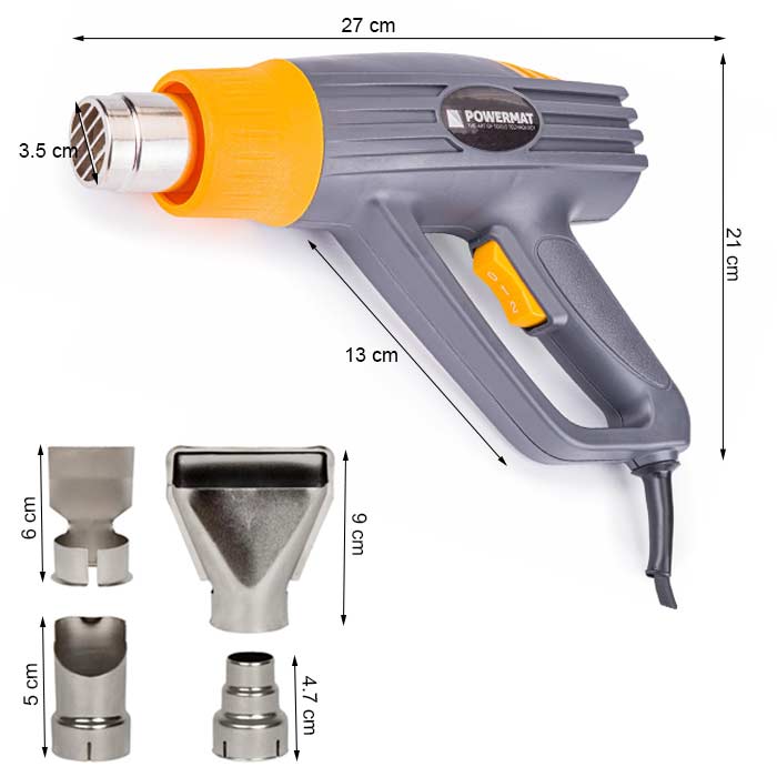 Pistolet thermique électrique décapeur à air chaud 4 buses + 1 grattoir