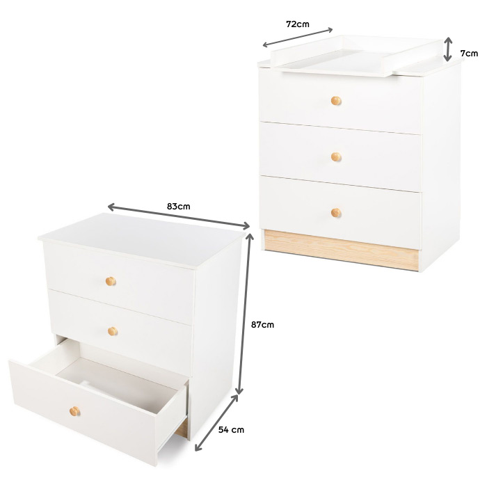 ML-Design - Commode à langer étagère à langer meuble bébé 113 x 53 x 93 cm  blanc ML-Design® - Commode - Rue du Commerce