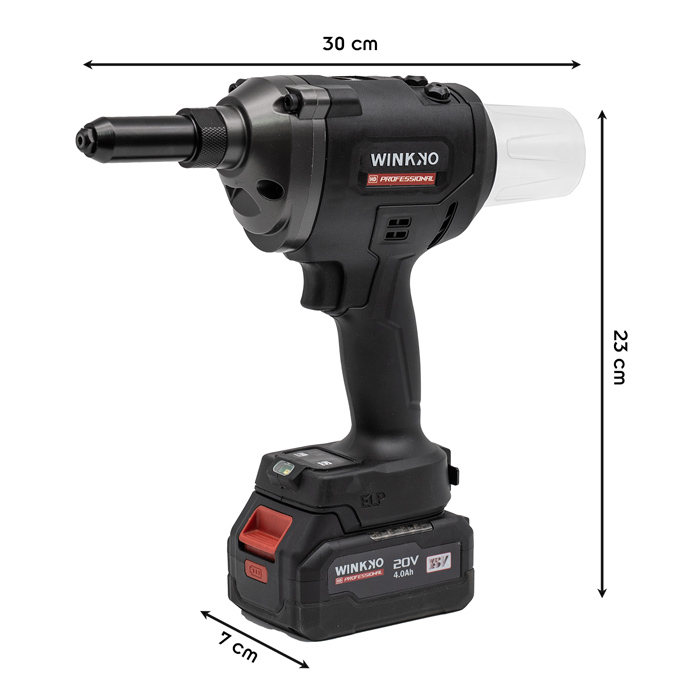 Dimensions du pistolet à rivet